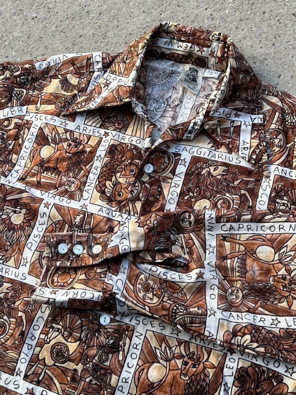 Vintage Kennington Zodiac Astrological Disco Dagger Collar Shirt M 70s 80s Mens